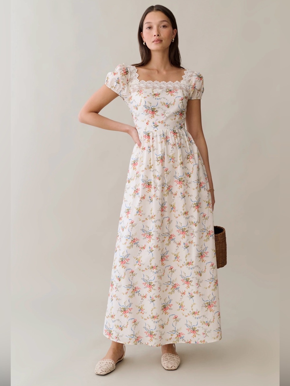 NWT Sorella Few Moda Floral Lace Cotton Maxi Dress Size 6